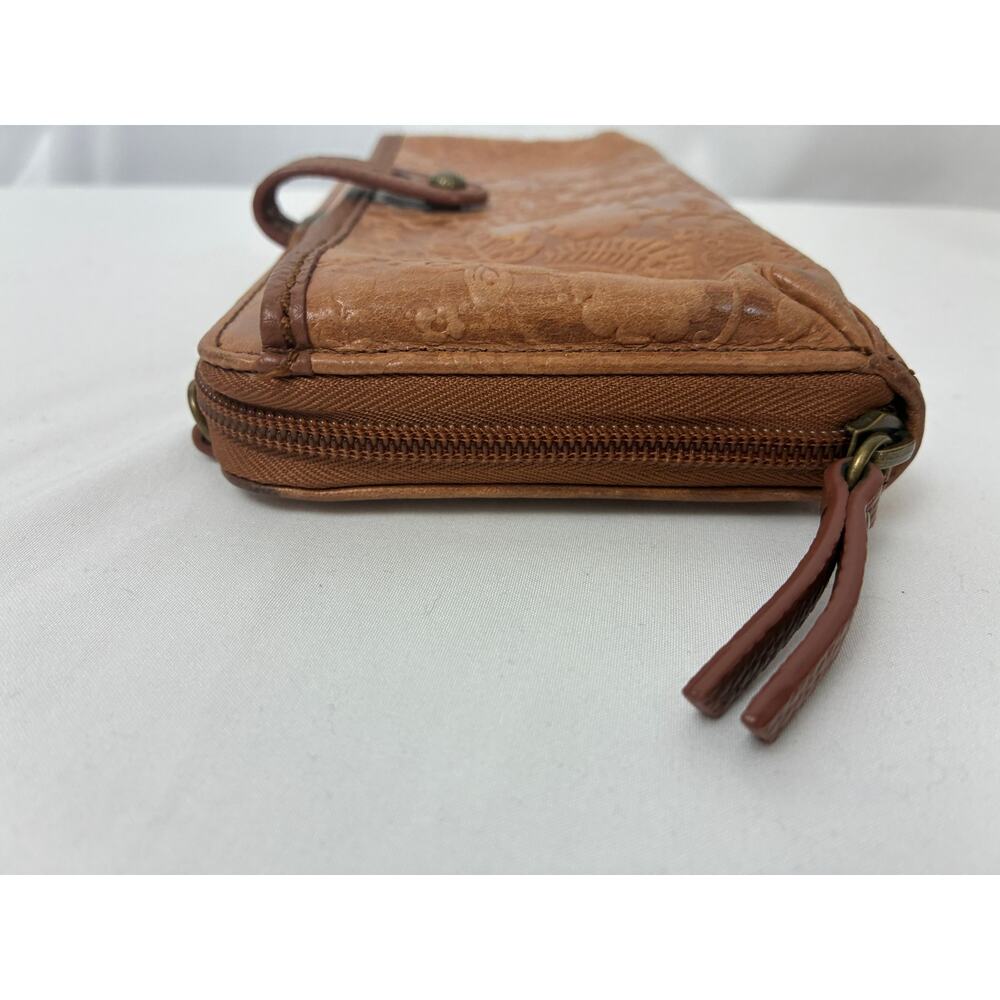 The Sak Iris Leather Wallet Camel Floral Embossed Smart Phone Missing Strap - Picture 7 of 9